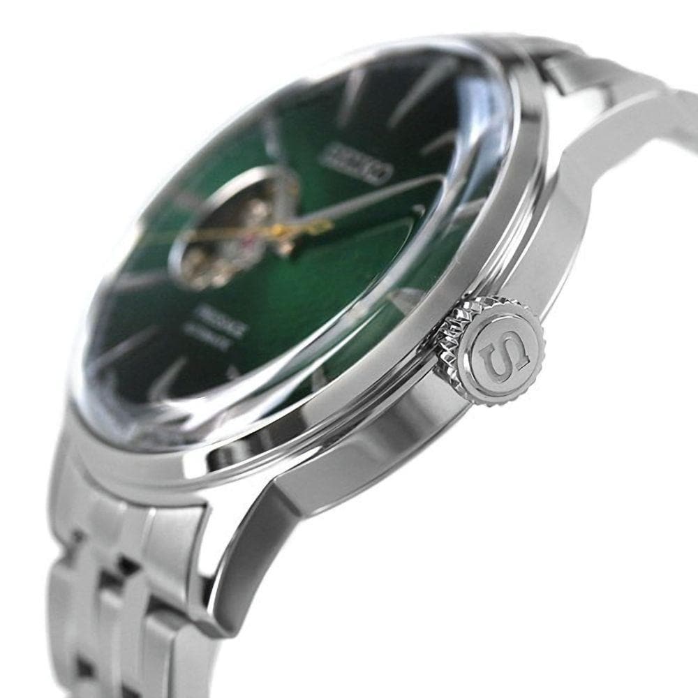 Seiko Presage Green Dial Silver Stainless Steel Strap Men Watch SSA441J1P