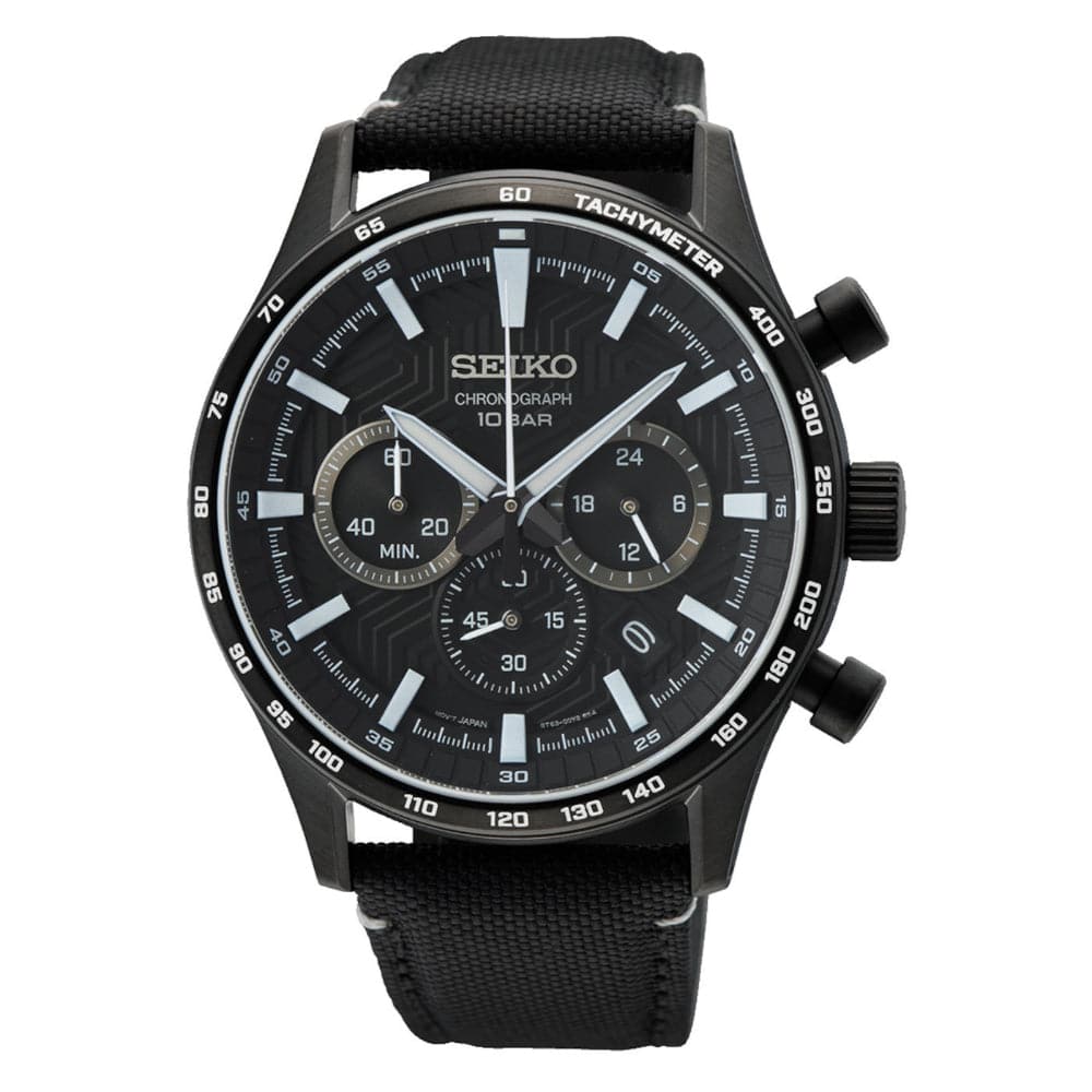 Seiko Chronograph Black Dial Nylon Strap Men Watch SSB417P1P