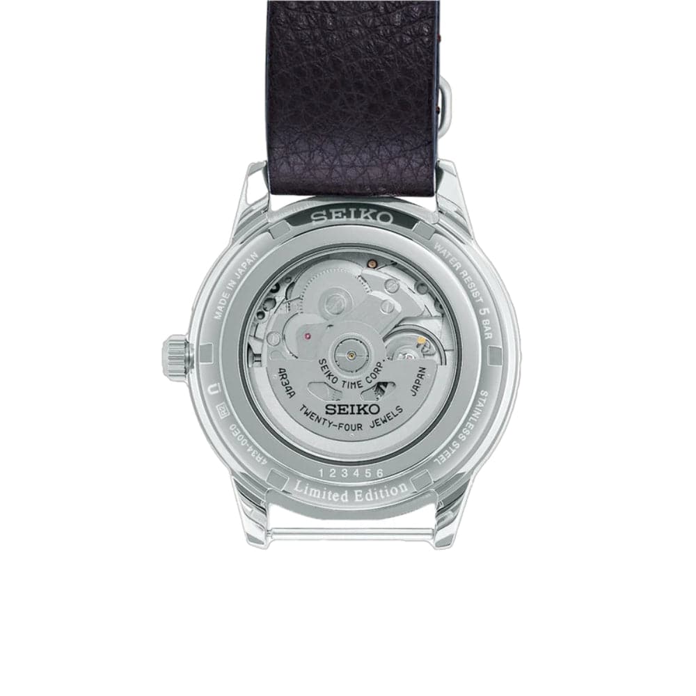 Seiko Presage GMT White Dial Brown Leather Strap Men Watch SSK015J1