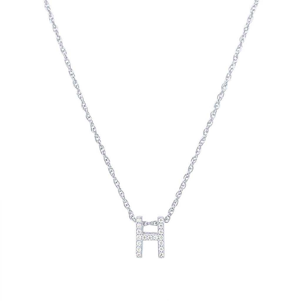42cm Sterling Silver Cubic Zirconia Initial Necklace - Most Initials Available