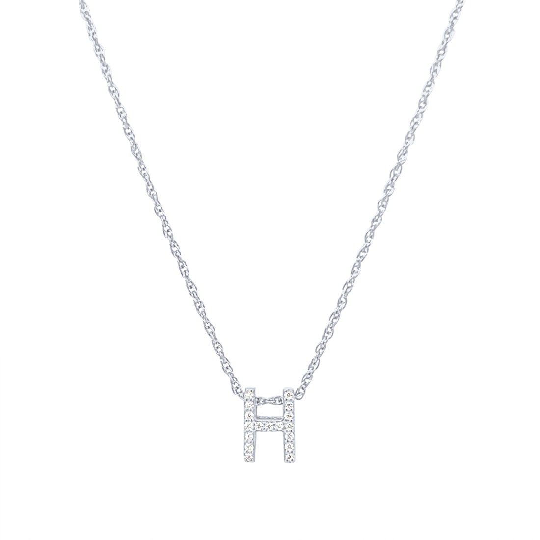 42cm Sterling Silver Cubic Zirconia Initial Necklace - Most Initials Available
