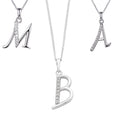 45cm Sterling Silver Cubic Zirconia Initial Necklace - Most Initials Available