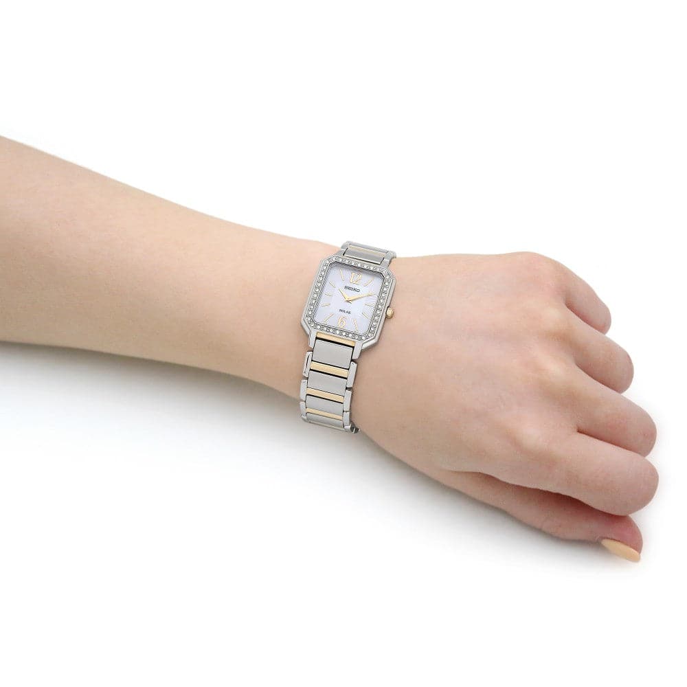 Seiko Solar Two-Tone Stainless Steel Strap Women Watch SUP466P1