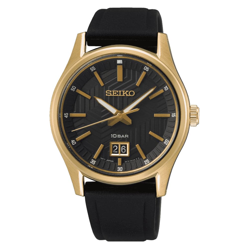 Seiko Sports Black Dial & Silicone Strap Men Watch SUR560P1