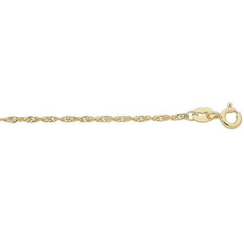 9kt Yellow Gold Fine Singapore Twist Chain Necklace 45cm