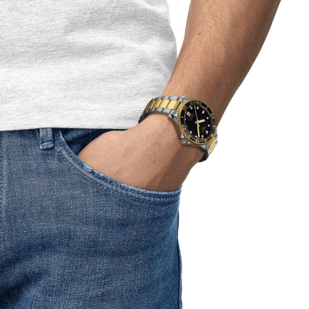 Tissot Seastar Black Dial Two-Tone Stainless Steel Strap Men Watch T1204102205100