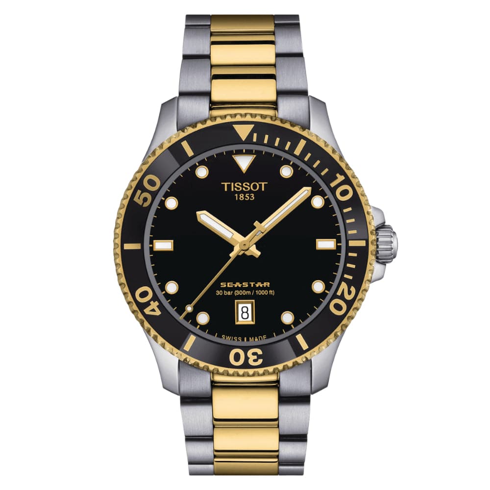 Tissot Seastar Black Dial Two-Tone Stainless Steel Strap Men Watch T1204102205100