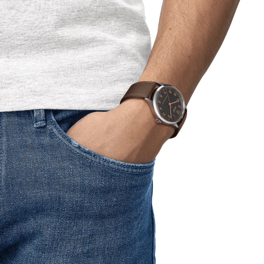 Tissot Heritage Gray Dial Brown Leather Strap Men Watch T1424641606200