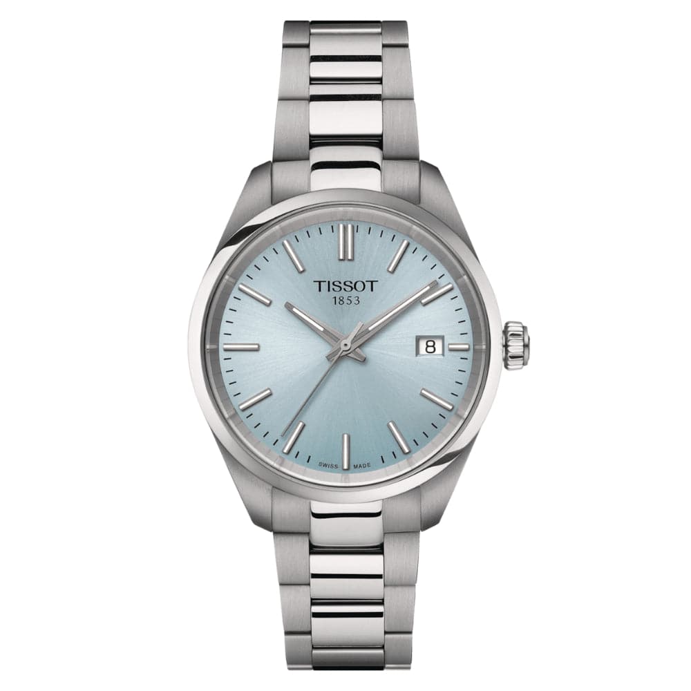 Tissot PR 100 Blue Dial Silver Stainless Steel Strap Women Watch T1502101135100