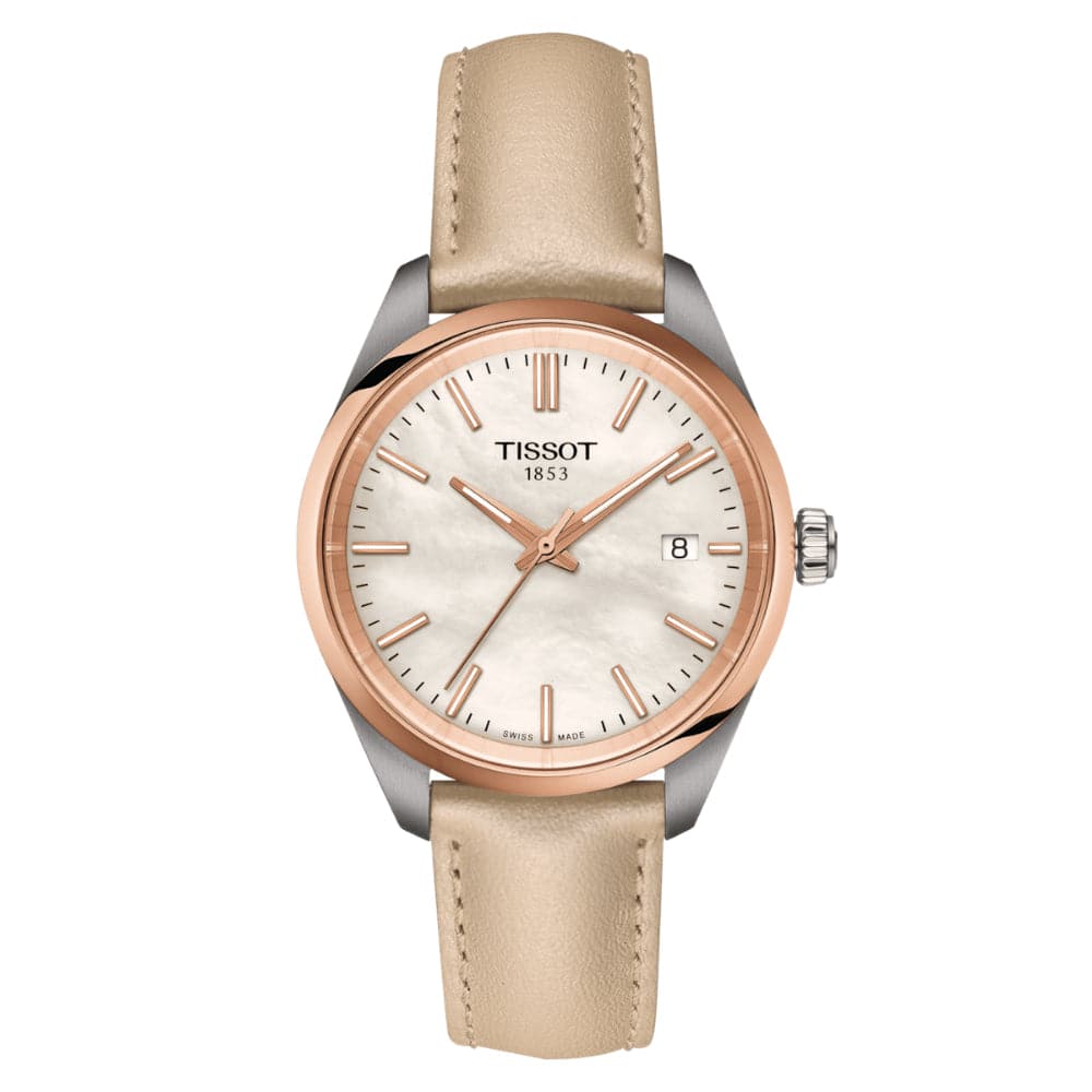 Tissot PR 100 Cream Leather Strap Women Watch T1502102611100