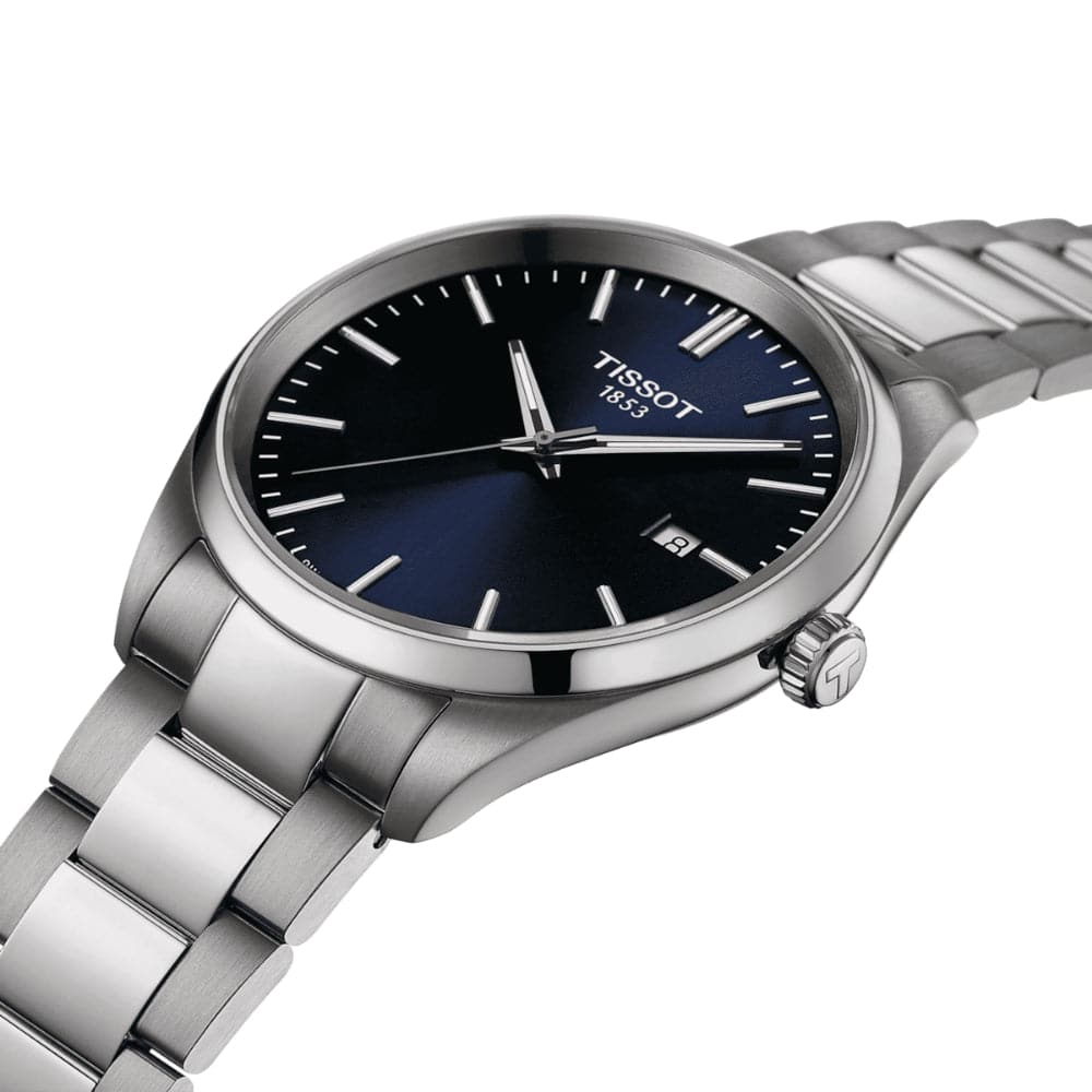 Tissot PR 100 Blue Dial Silver Stainless Steel Strap Men Watch T1504101104100