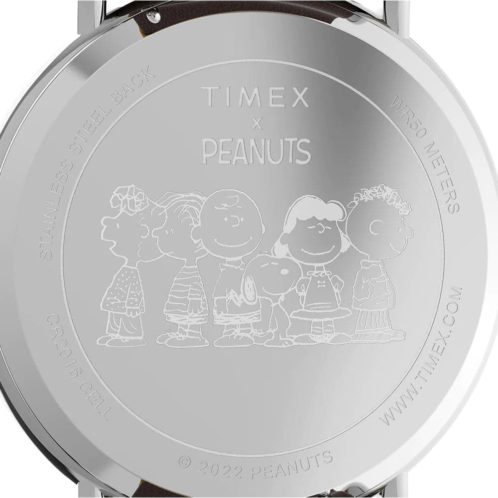 Timex Standard Peanuts Brown Leather Strap Unisex Watch TW2V60100