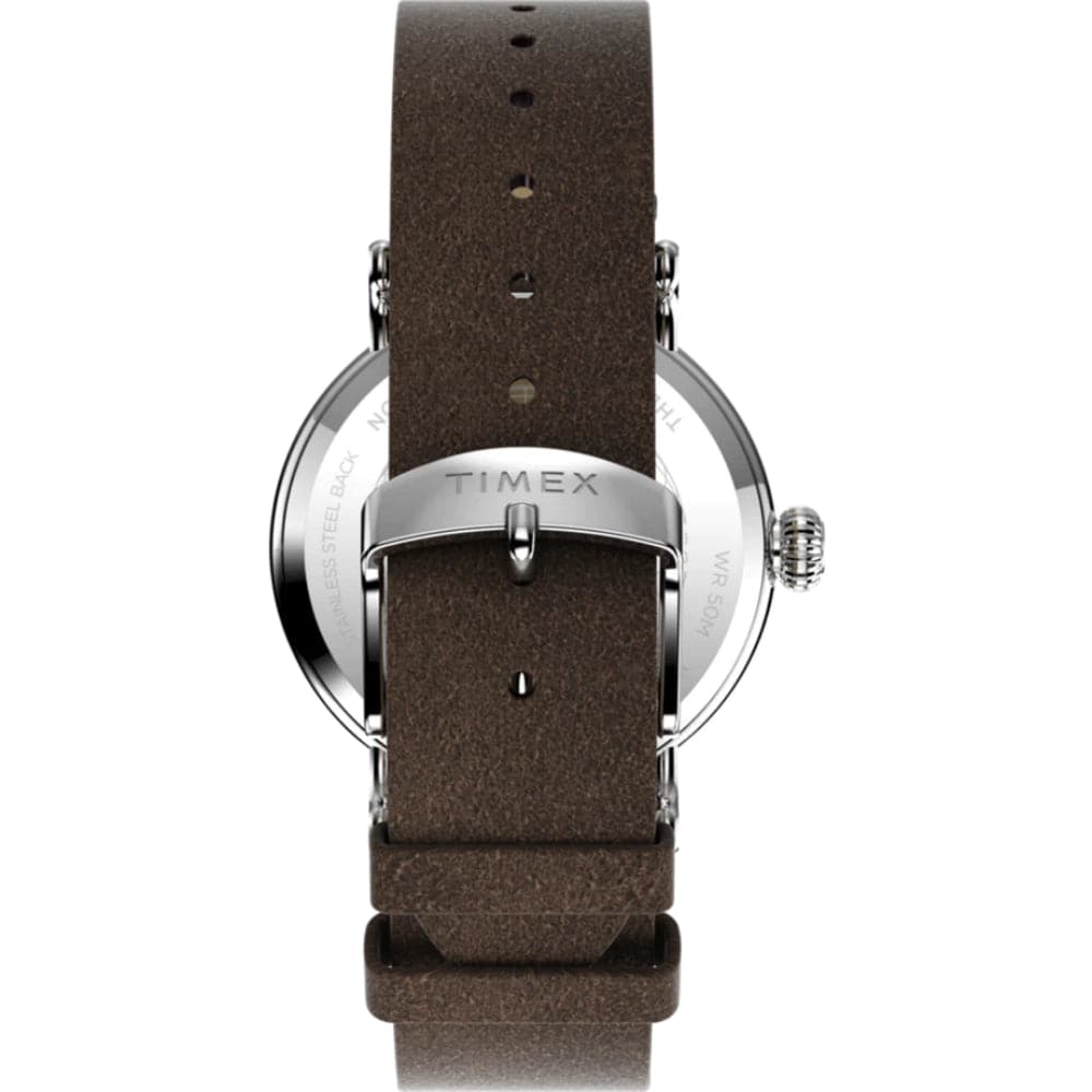 Timex Standard Green Dial Brown Leather Strap Unisex Watch TW2V71200