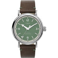 Timex Standard Green Dial Brown Leather Strap Unisex Watch TW2V71200