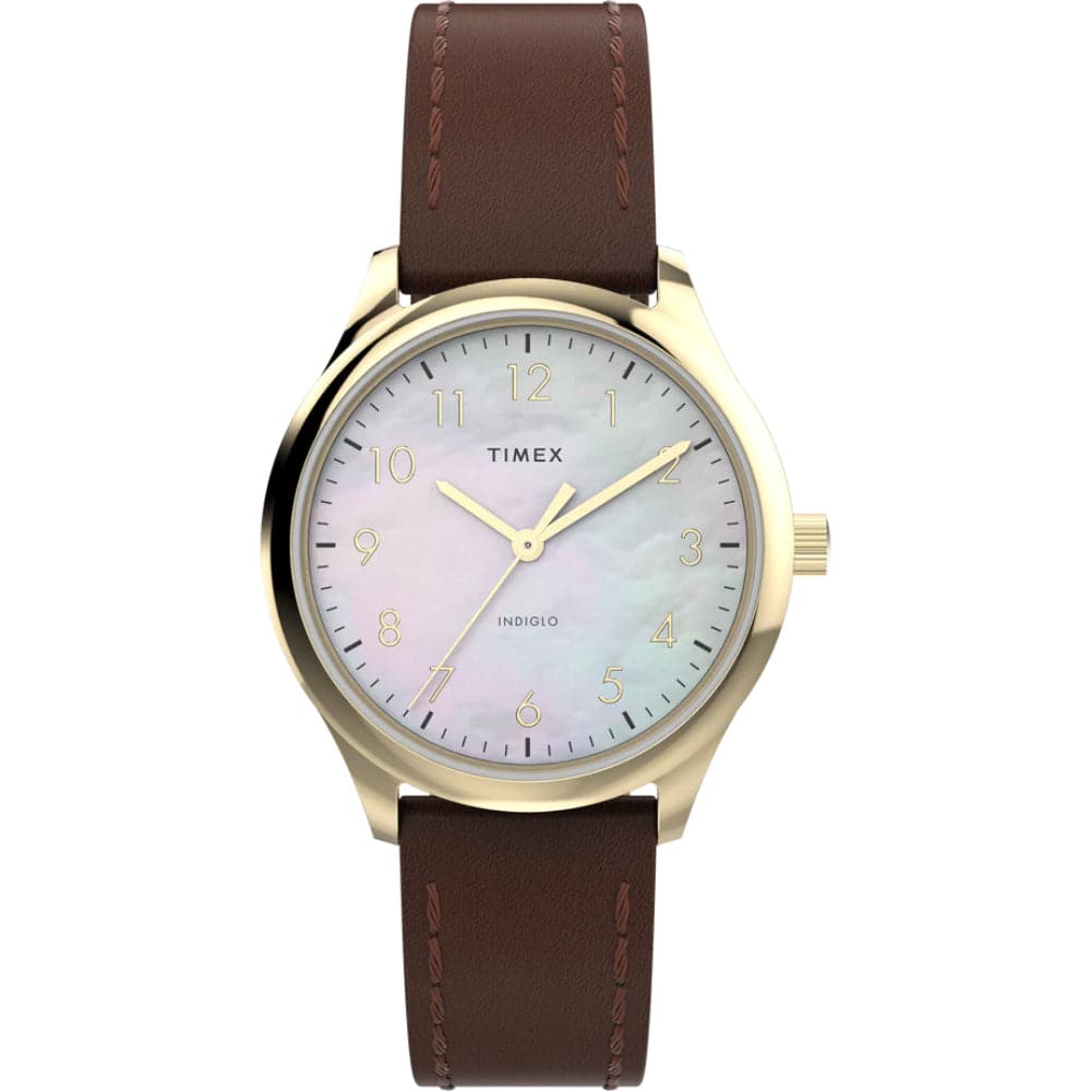 Timex Indiglo Easy Reader Brown Leather Strap Women Watch TW2W15700