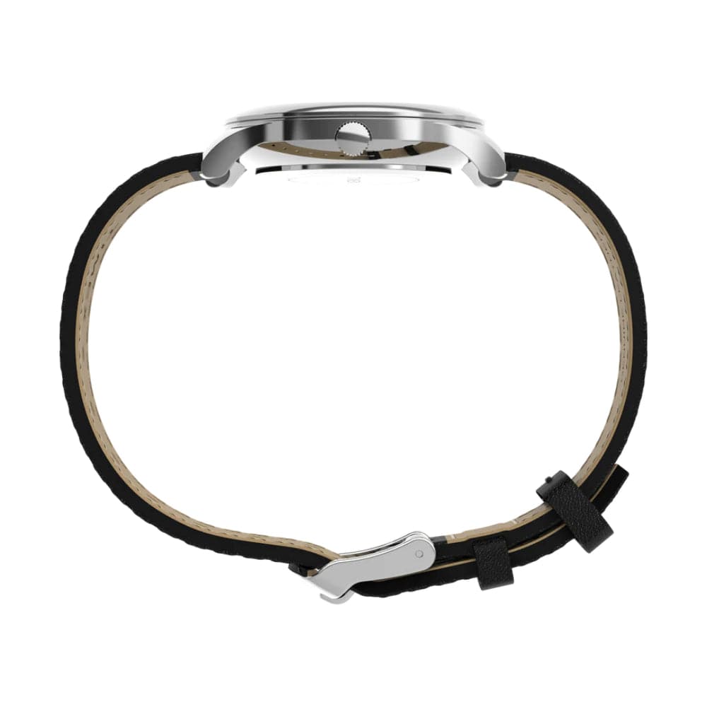 Timex Indiglo White Dial Black Leather Strap Women Watch TW2W15900