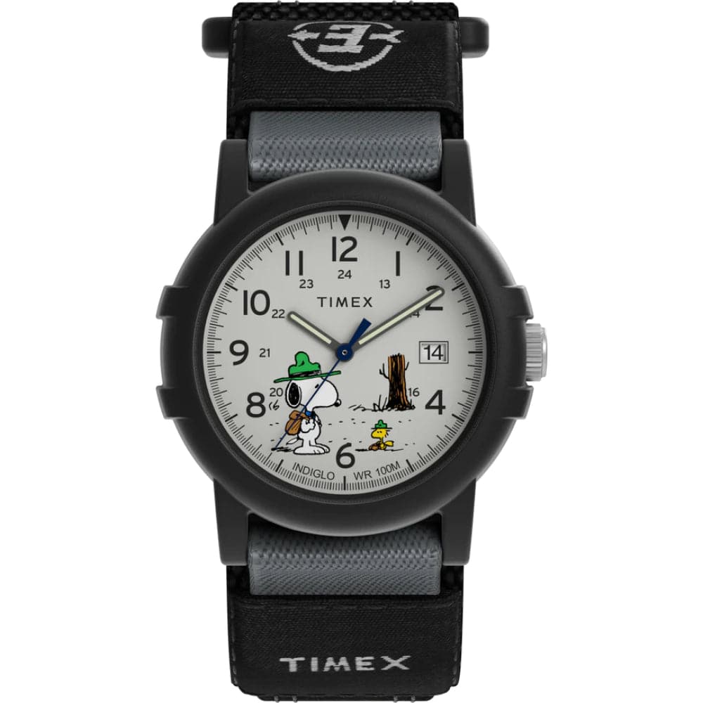 Timex Expedition Peanuts Beagle Scout Black Fabric Strap Men Watch TW4B29100