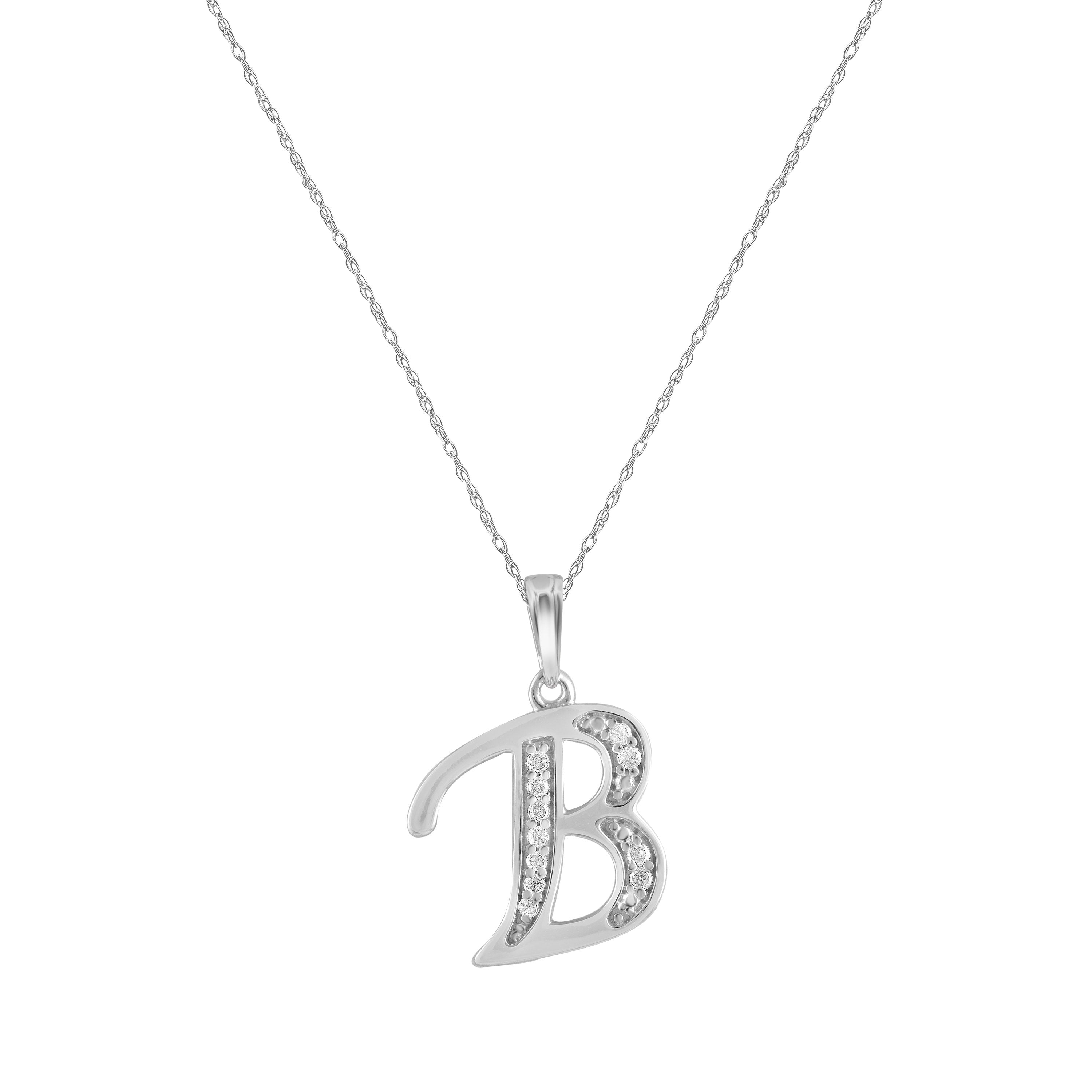 Diamond Initial E Necklace in Sterling Silver