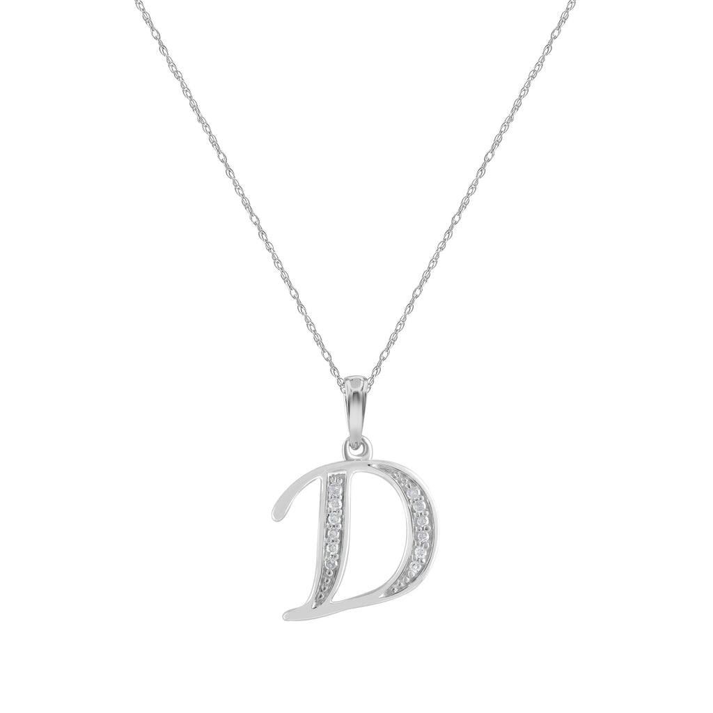 Diamond Initial E Necklace in Sterling Silver