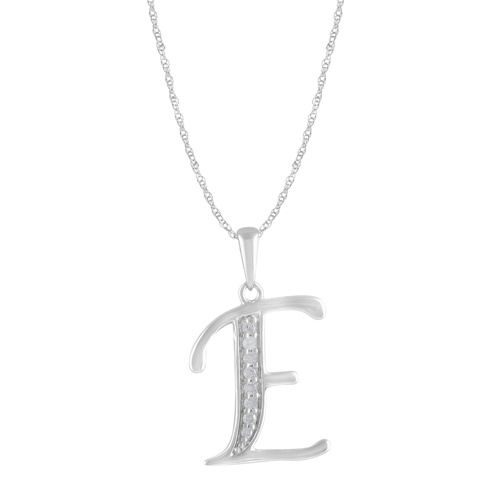 Diamond Initial E Necklace in Sterling Silver