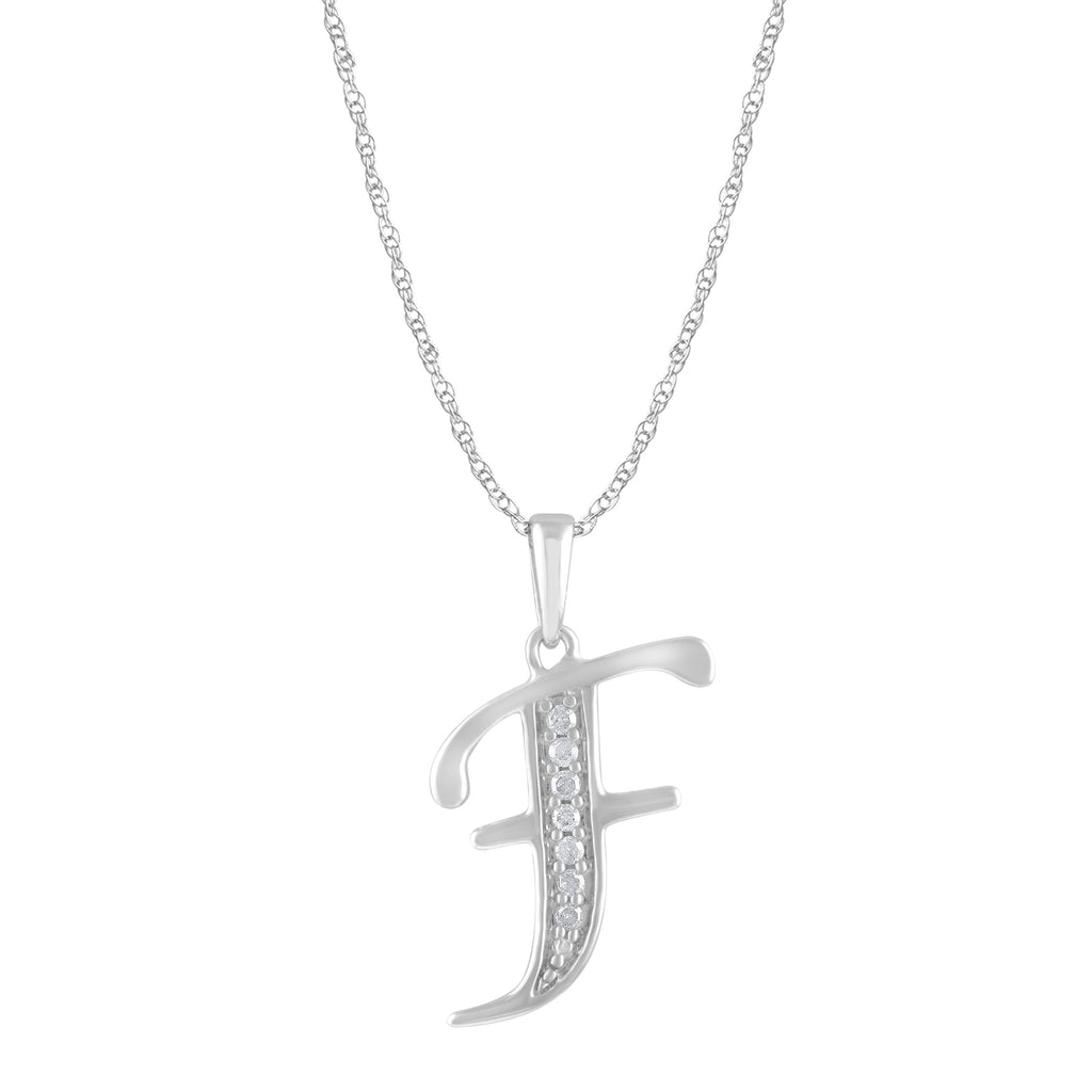 Diamond Initial E Necklace in Sterling Silver