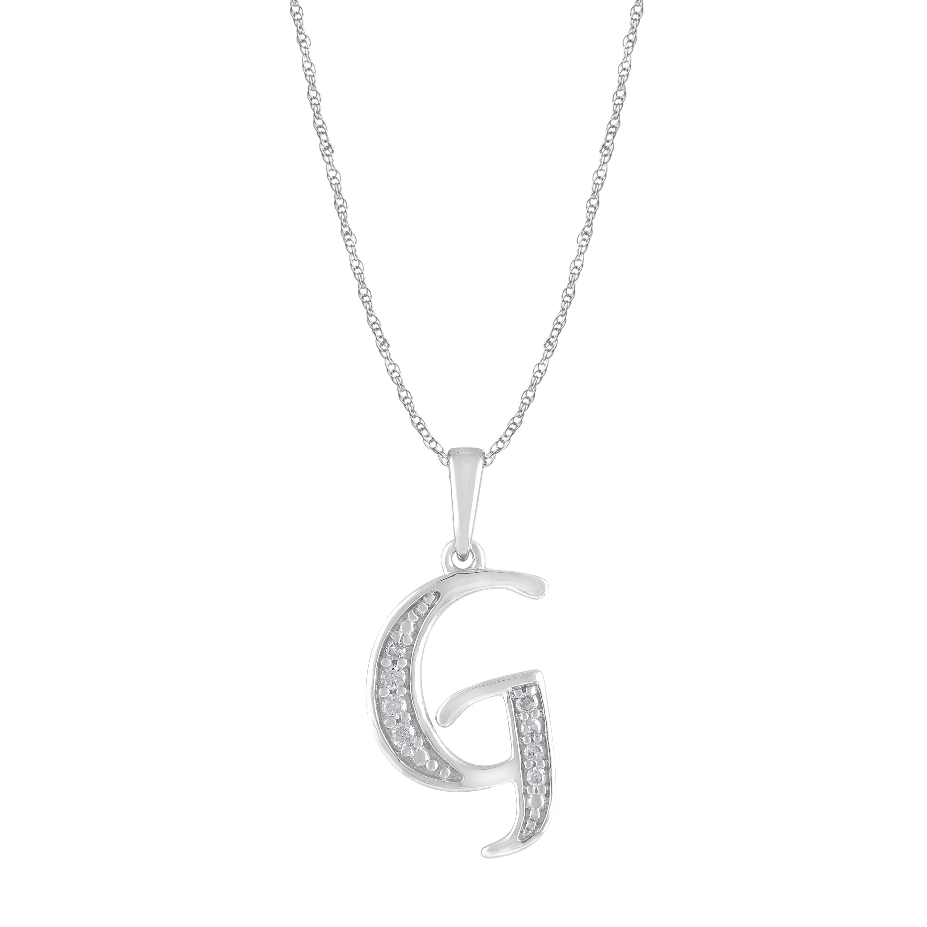Diamond Initial E Necklace in Sterling Silver