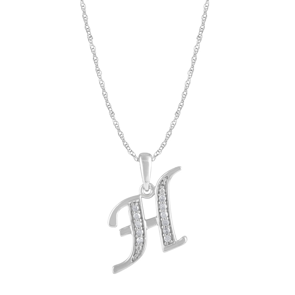 Diamond Initial E Necklace in Sterling Silver