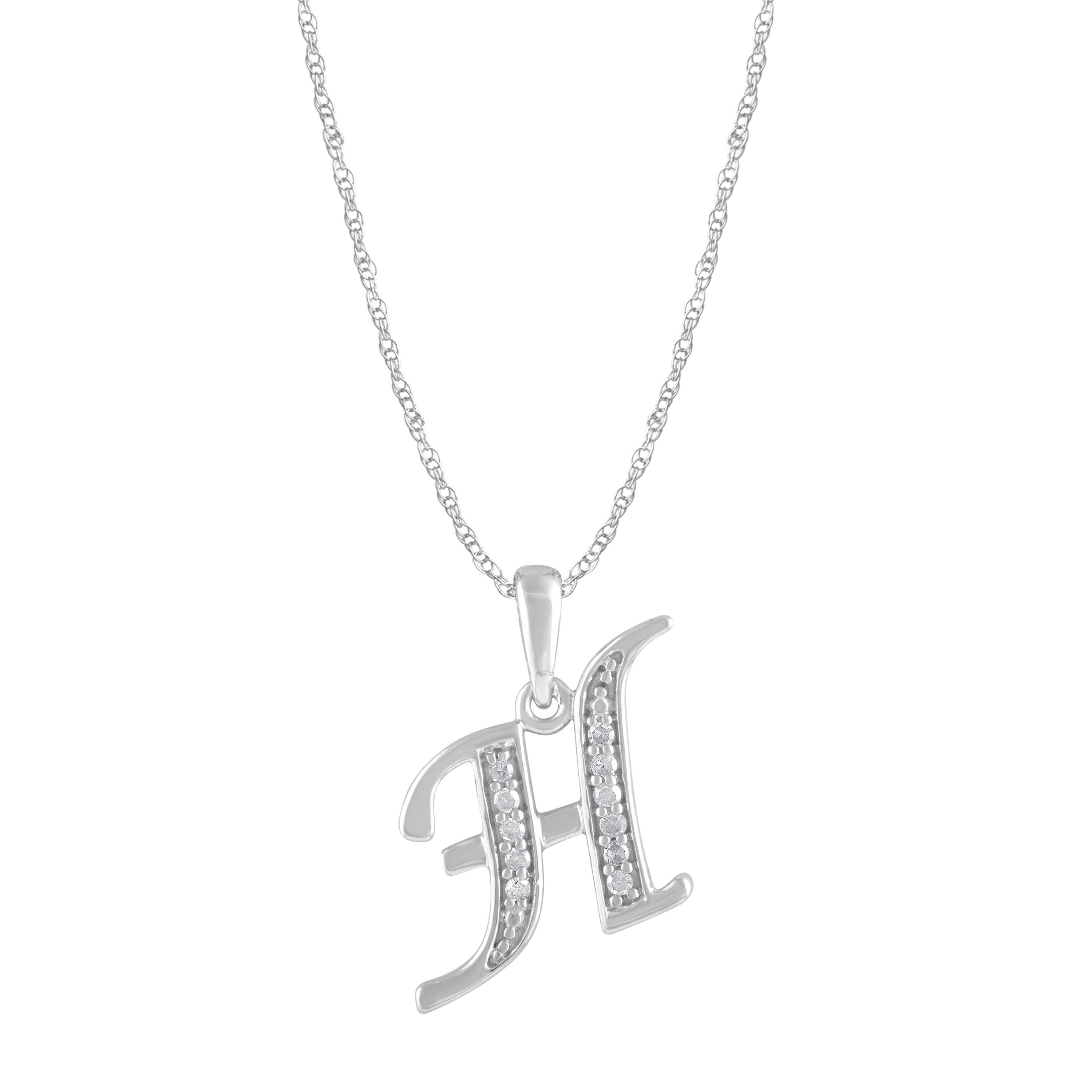 Diamond Initial E Necklace in Sterling Silver
