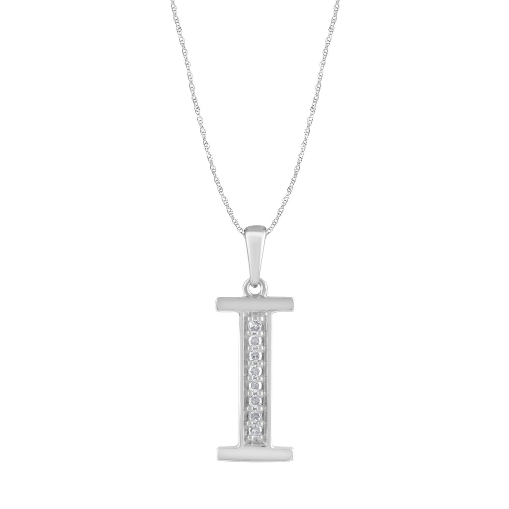 Diamond Initial E Necklace in Sterling Silver