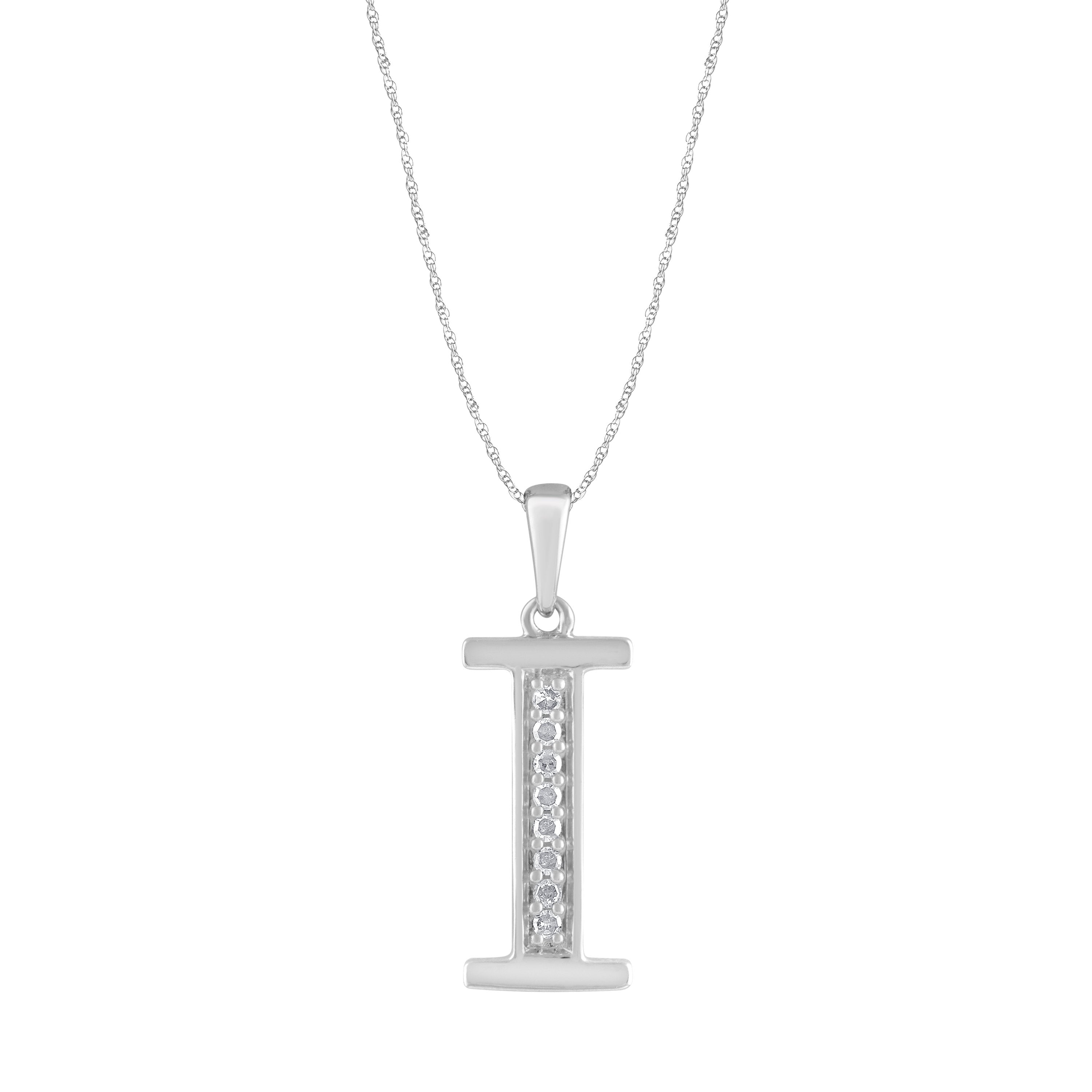 Diamond Initial E Necklace in Sterling Silver