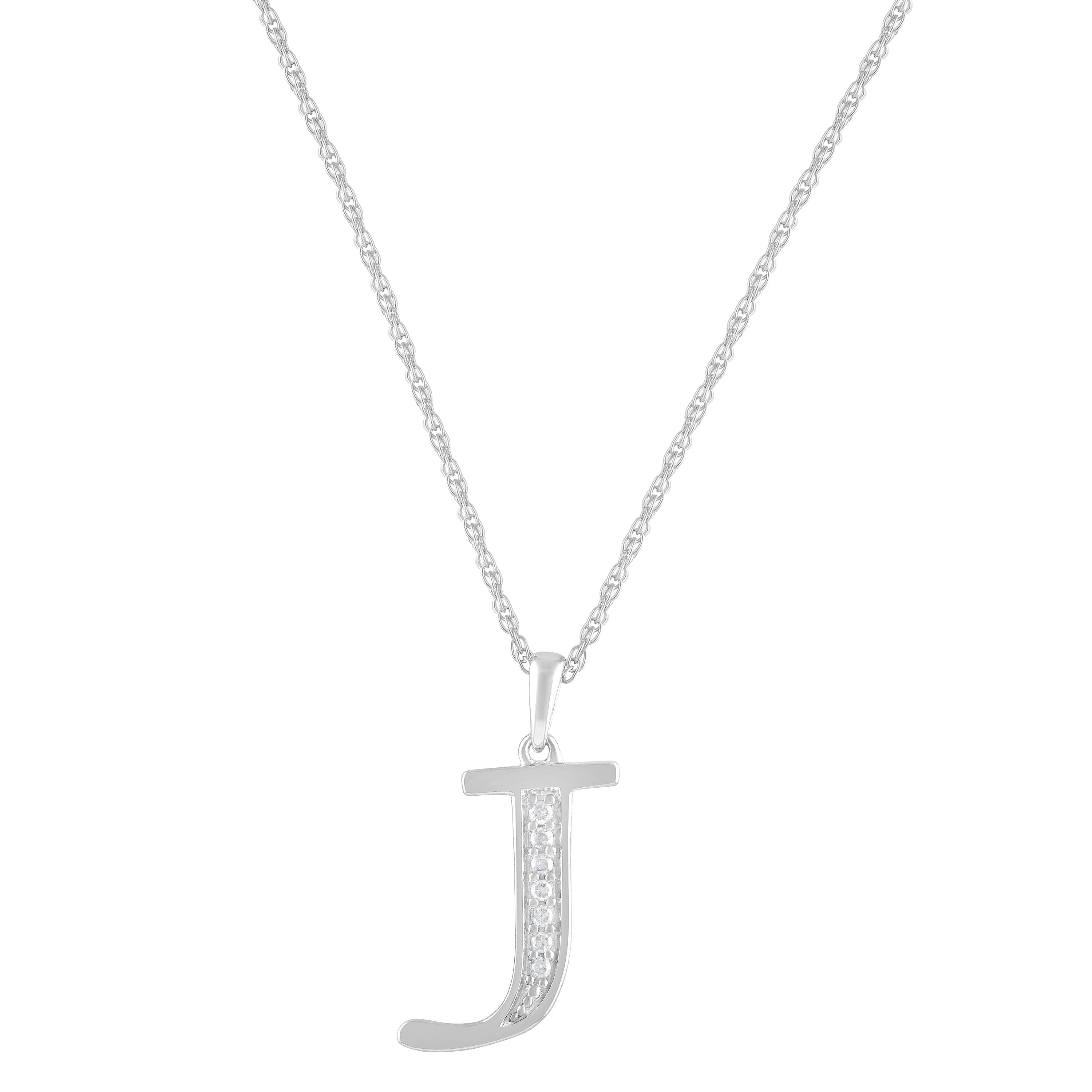 Diamond Initial E Necklace in Sterling Silver