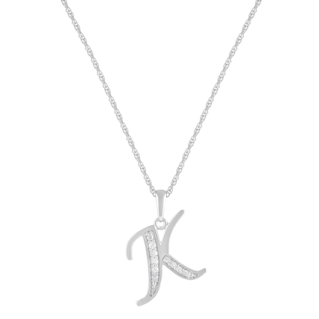 Diamond Initial E Necklace in Sterling Silver