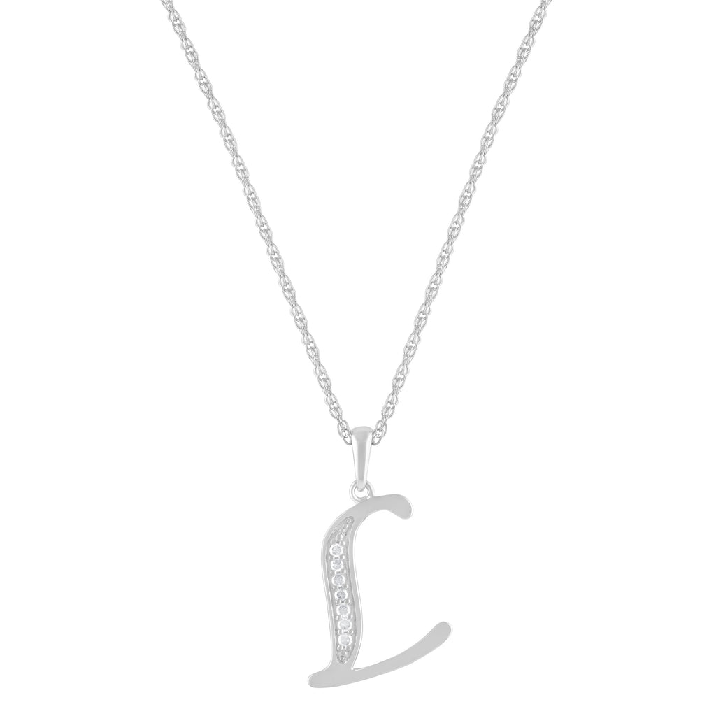 Diamond Initial E Necklace in Sterling Silver