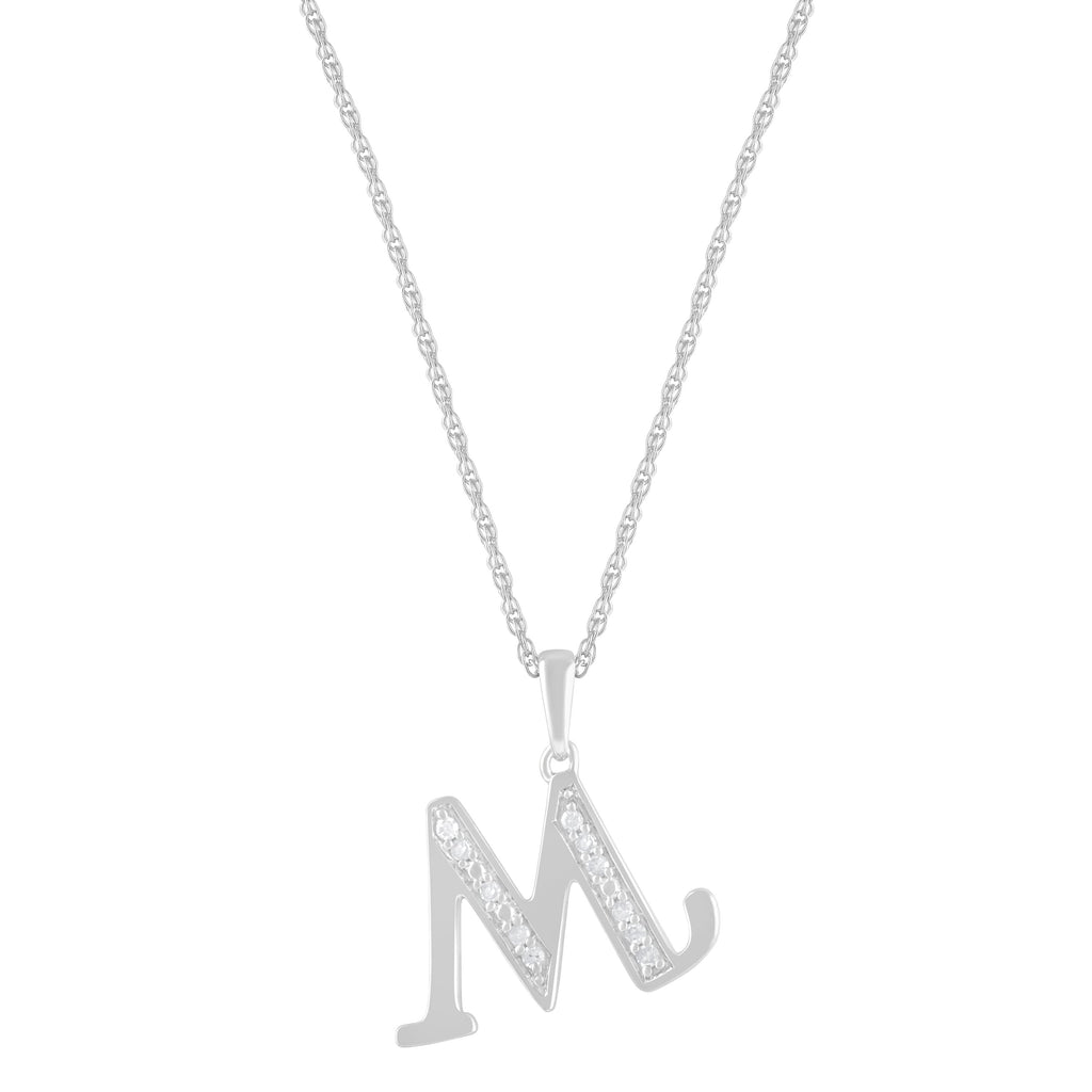 Diamond Initial E Necklace in Sterling Silver