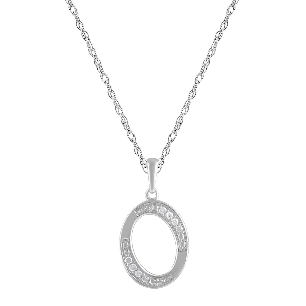 Diamond Initial E Necklace in Sterling Silver
