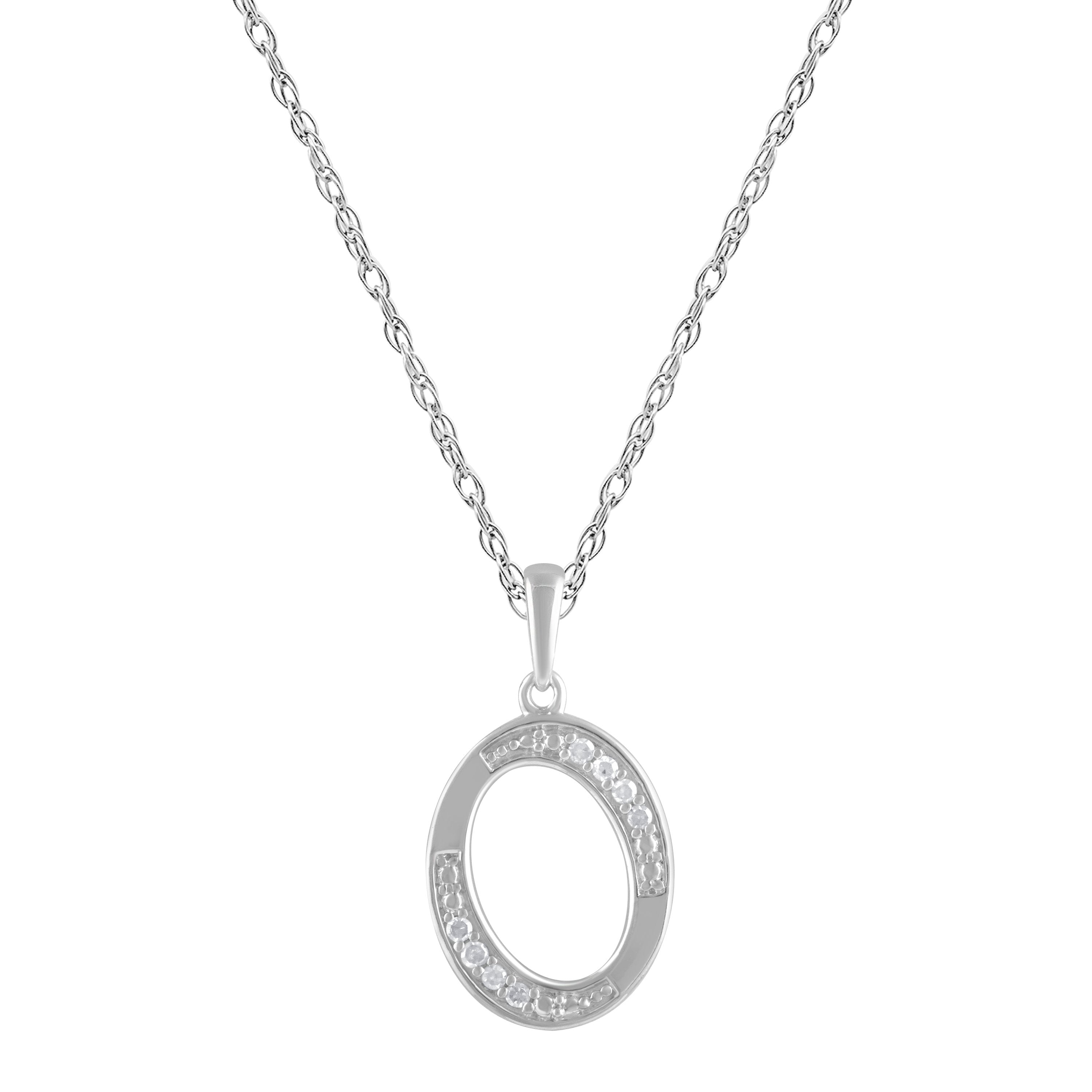 Diamond Initial E Necklace in Sterling Silver
