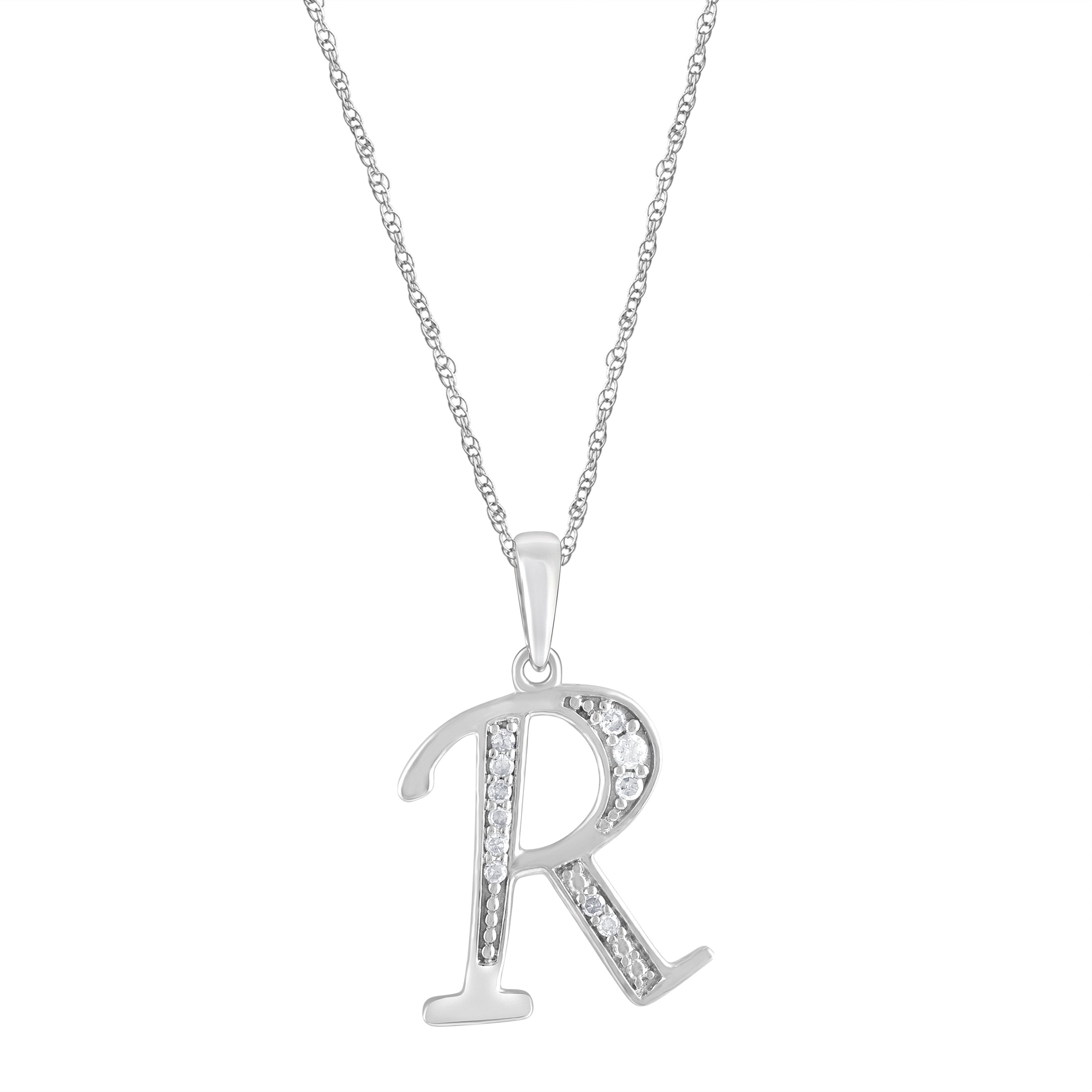 Diamond Initial E Necklace in Sterling Silver