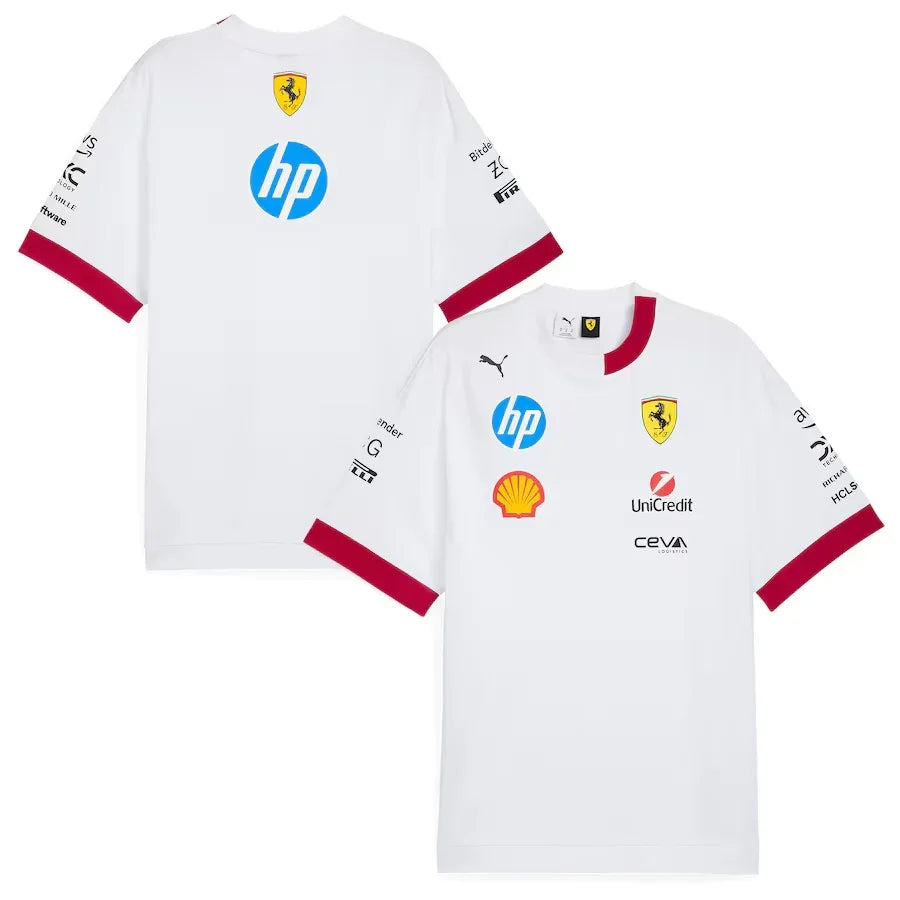 Scuderia Ferrari 2025 Team Oversized T-Shirt - White Formula 1 F1 Formula One