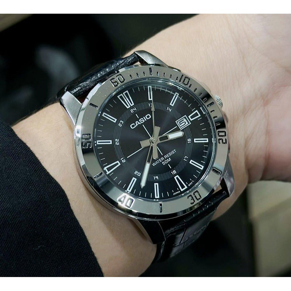 Casio General Black Dial and Leather Strap Men Watch MTP-V004L-1CVDF-P