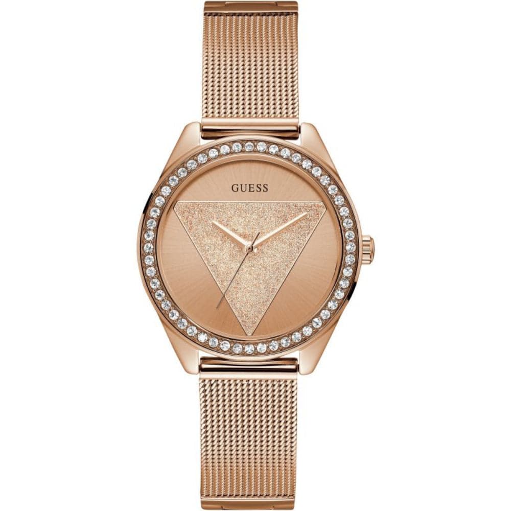 Guess Tri Glitz Rose Gold Dial Milanese Strap Women Watch W1142L4