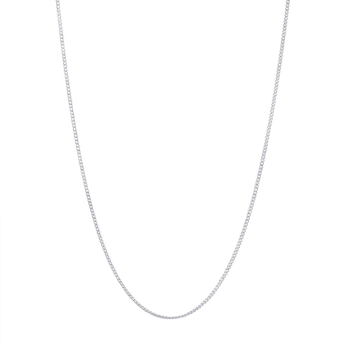 9kt White Gold Fine Diamond Cut Curb Chain Necklace 45cm