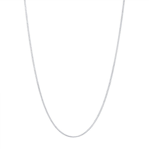 9kt White Gold Fine Diamond Cut Curb Chain Necklace 45cm