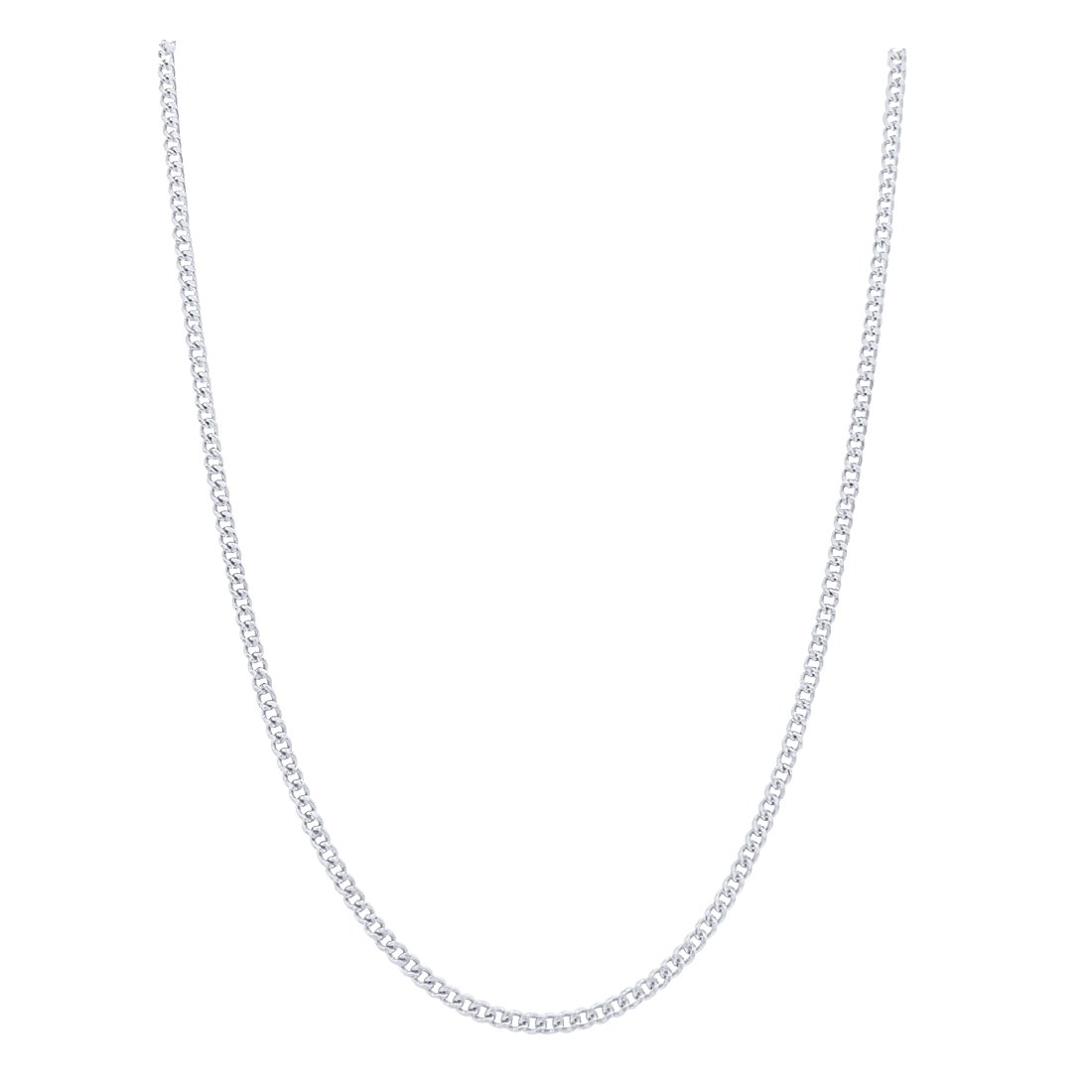 9kt White Gold Fine Diamond Cut Curb Chain Necklace 50cm