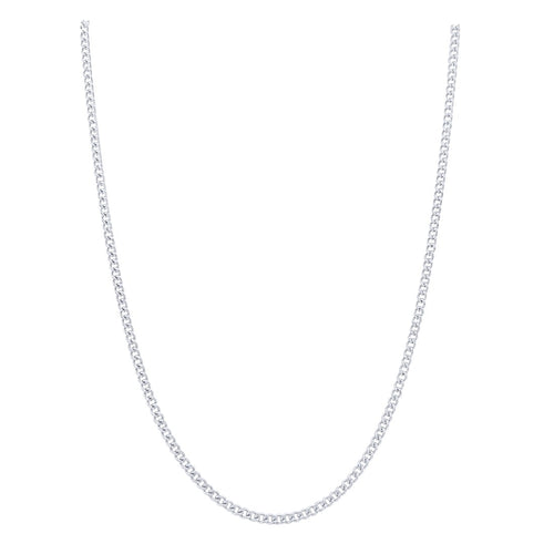 9kt White Gold Fine Diamond Cut Curb Chain Necklace 50cm