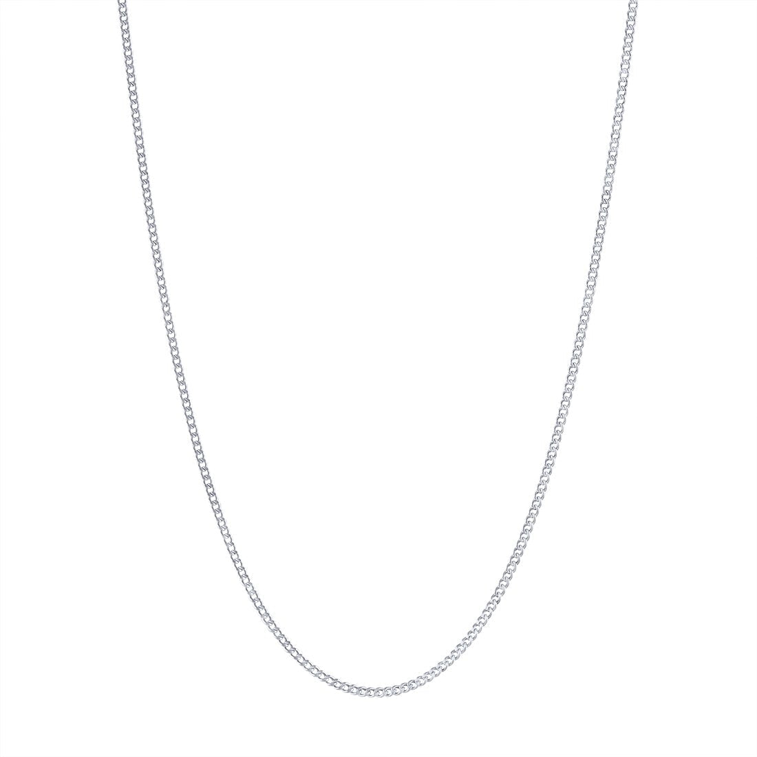 9kt White Gold Diamond Cut Curb Chain Necklace 50cm