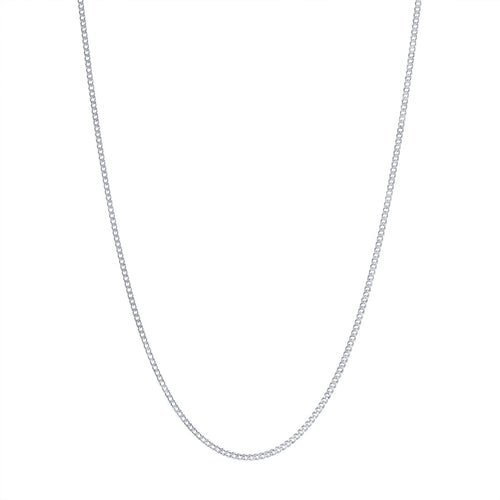 9kt White Gold Diamond Cut Curb Chain Necklace 40cm
