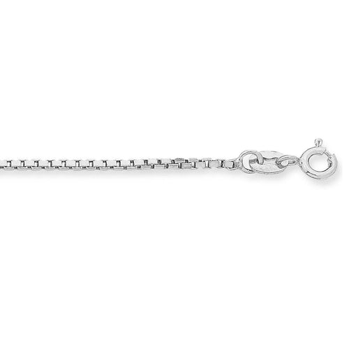 9kt White Gold 8 Sided Box Chain Necklace 45cm