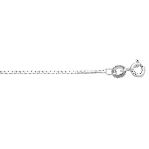 55cm 1mm Width Box Chain Necklace in Sterling Silver