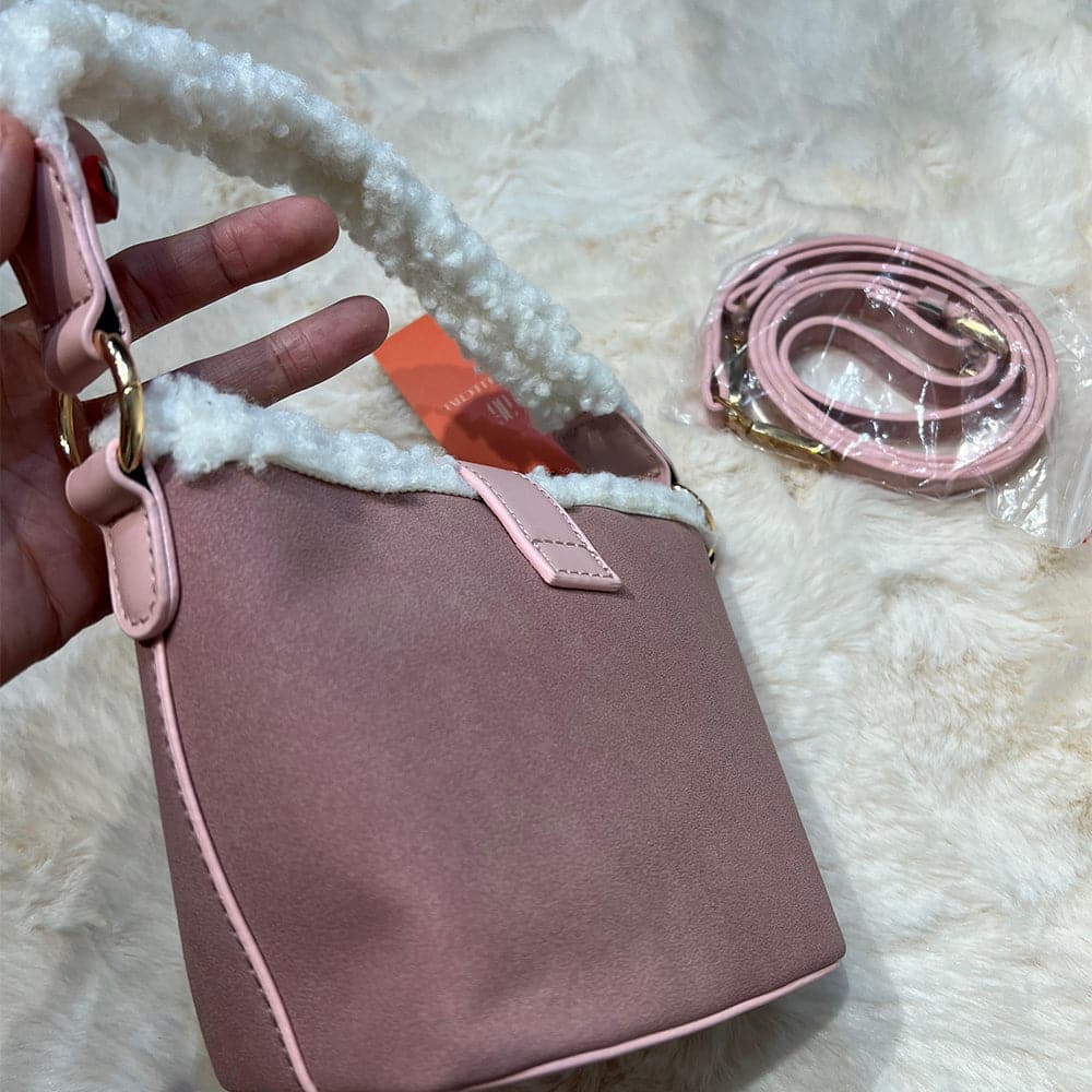 AG Collective Faux Suede Top Handle Bucket Women Hand Bag