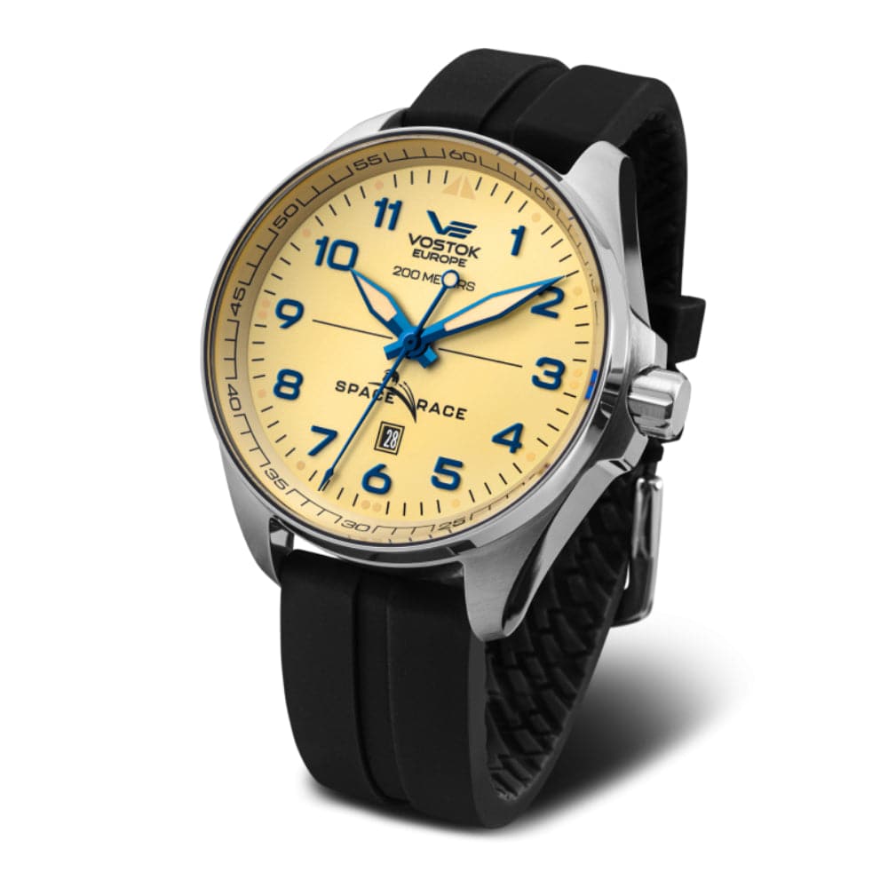 Vostok Europe Space Race Black Silicone Strap Men Watch YN55-325A663-S